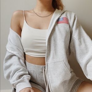 usa gray zip up hoodie ✰